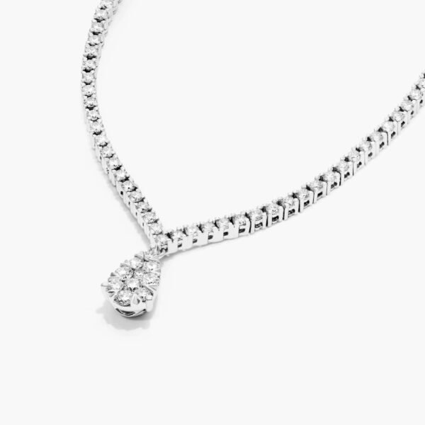 14K White Gold Cascade Diamond Tennis Necklace - Image 3