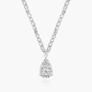 14K White Gold Cascade Diamond Tennis Necklace